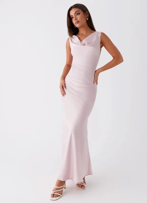 Casual Elegance Be Mine Satin Maxi Dress - Mauve Pink