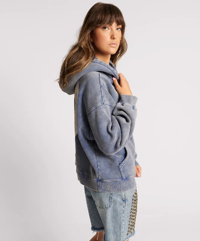 Urban Femme Streetwear WASHED BLUE SMILEY BATWING HOODY