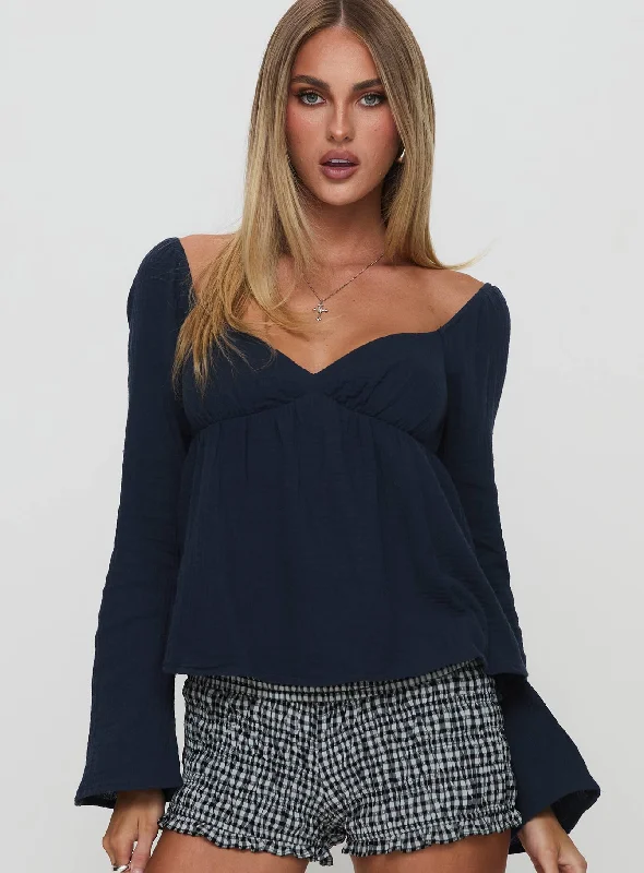 From Casual To Classy Khalea Long Sleeve Top Navy