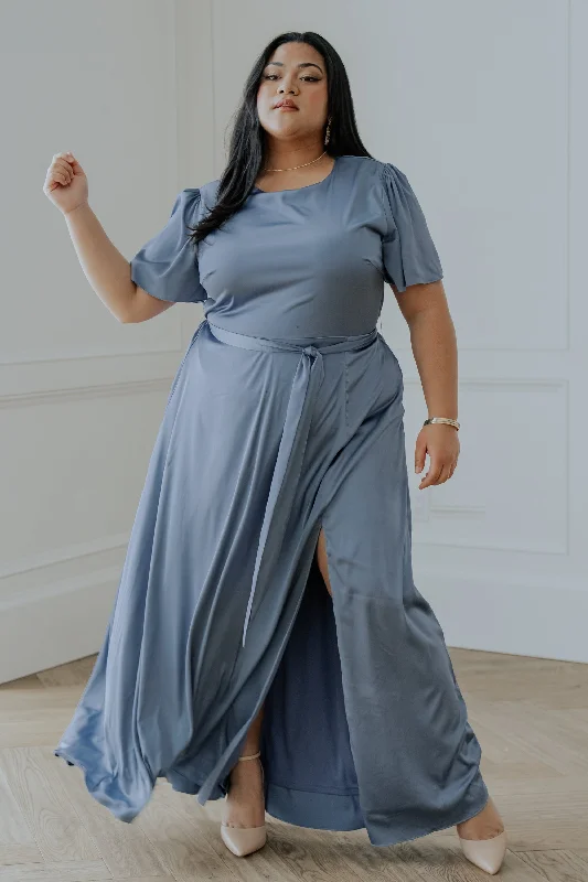 Graceful Movement Agnes Satin Maxi Dress | Whisper Blue