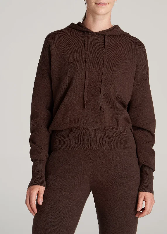 Seasonal Style Discounts Women's Tall Knit Lounge Hoodie in Chocolate