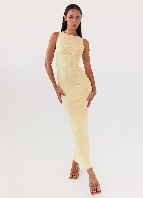 Effortless Sophistication Holly Knit Maxi Dress - Yellow