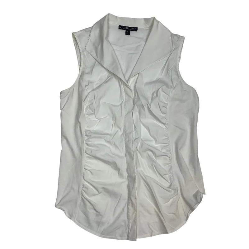 Top Sleeveless Designer By Lafayette 148 In White, Size: L