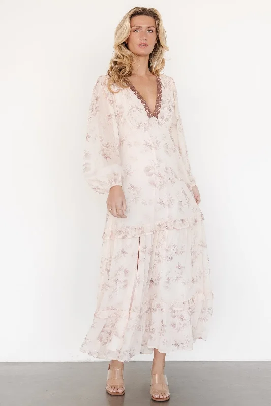 Update With Cottagecore Styles Rumi Deep V Maxi Dress | Beige + Clove Floral