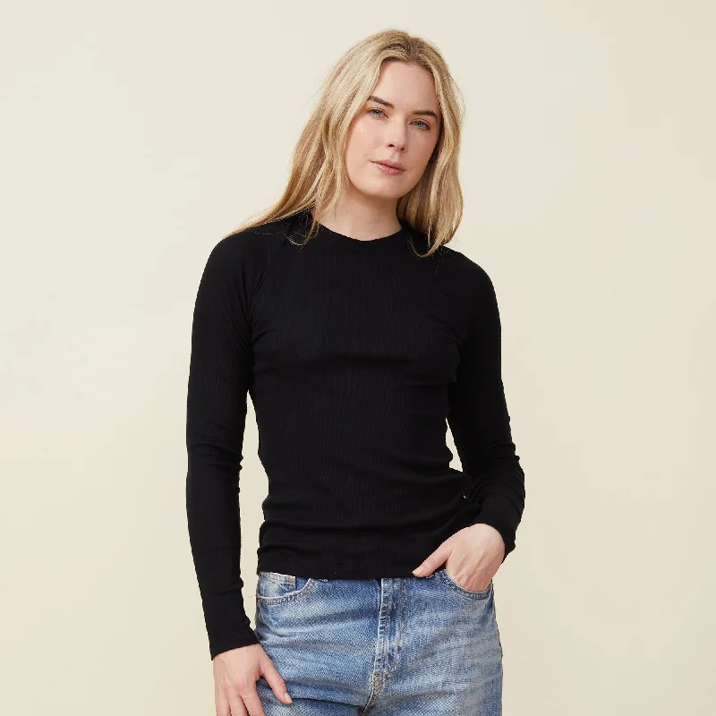 Casual Weekend Relaxed Style Supimafine Rib Long Sleeve Crew