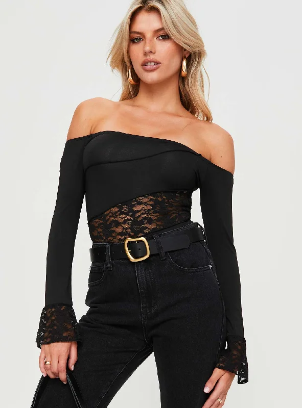 Flash Sale Valder Off The Shoulder Bodysuit Black