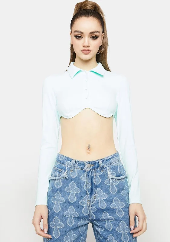 Trend Forward Threads For Her Sky Give 'Em Time Cropped Blouse