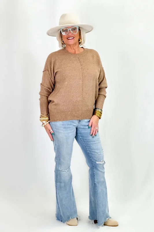 Clearance Event Deep Taupe Solid Crew Neck Sweater