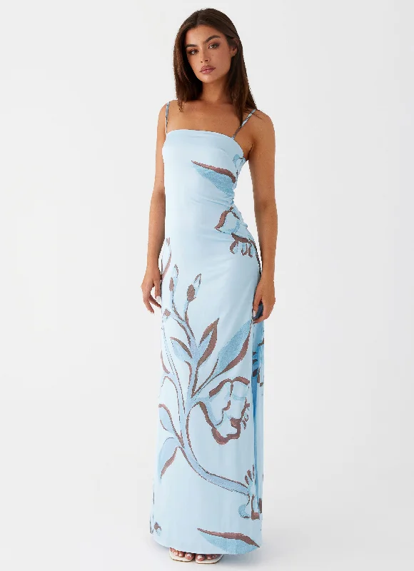 Modern Romance Aster Bloom Maxi Dress - Blue Floral