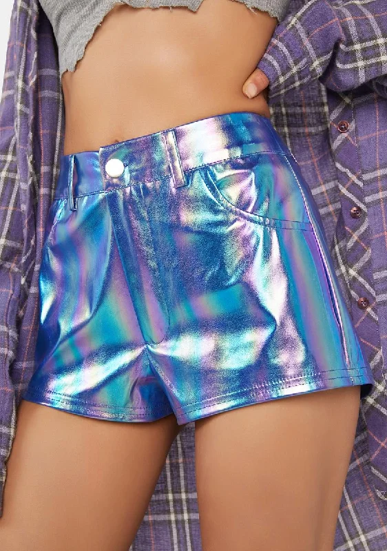 Effortless Everyday Wear Electric Feel Iridescent Shorts