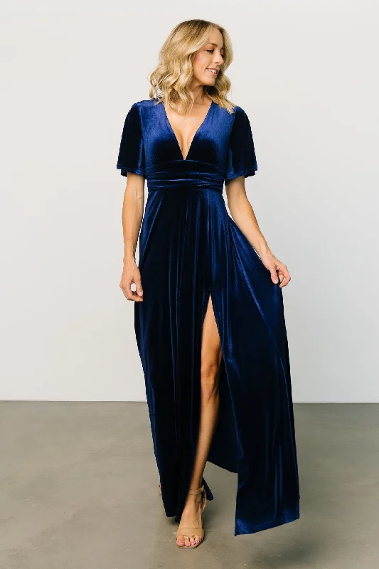 Hurry Before It's Gone Berenice Velvet Maxi Dress | Navy