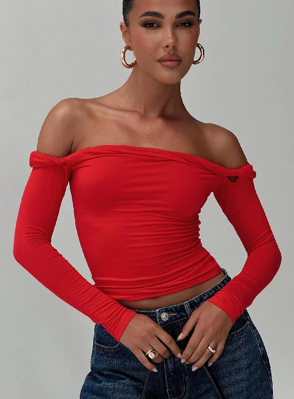 Fashionista Favorites Dusky Long Sleeve Top Red