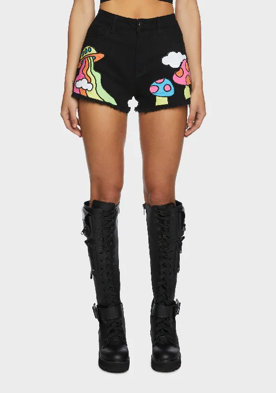 Flash Sales Cosmic Scene Applique Shorts