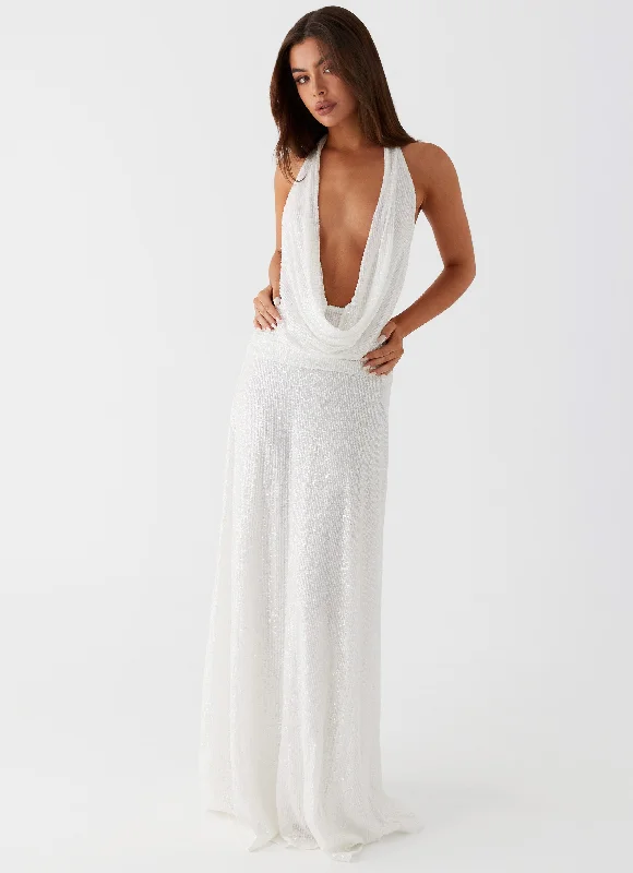 Elevated Style Elysia Sequin Maxi Dress - White