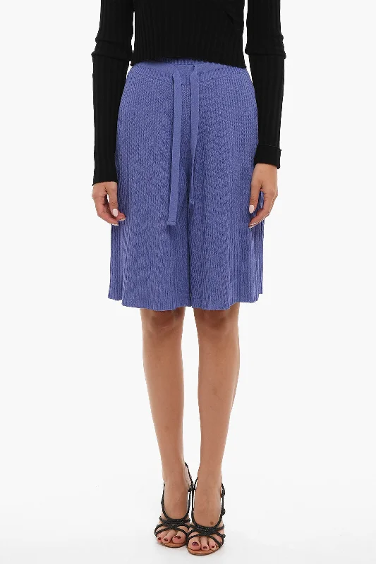 Chic And Edgy Aeron Ribbed Knitted Shorts with Drawstring Waist