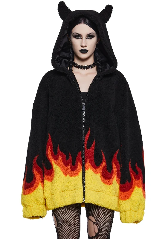 Dreamy Draping Hellfire Event Hooded Sherpa Jacket