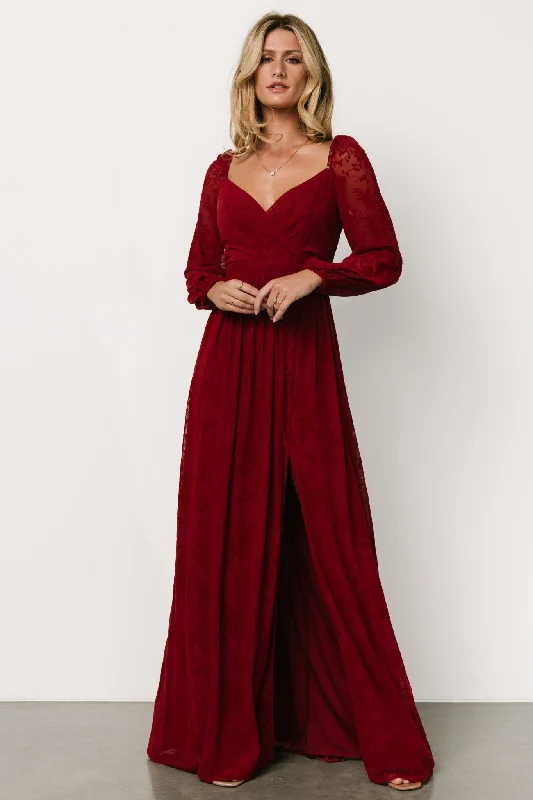 Trending Items Mable Velvet Maxi Dress | Crimson