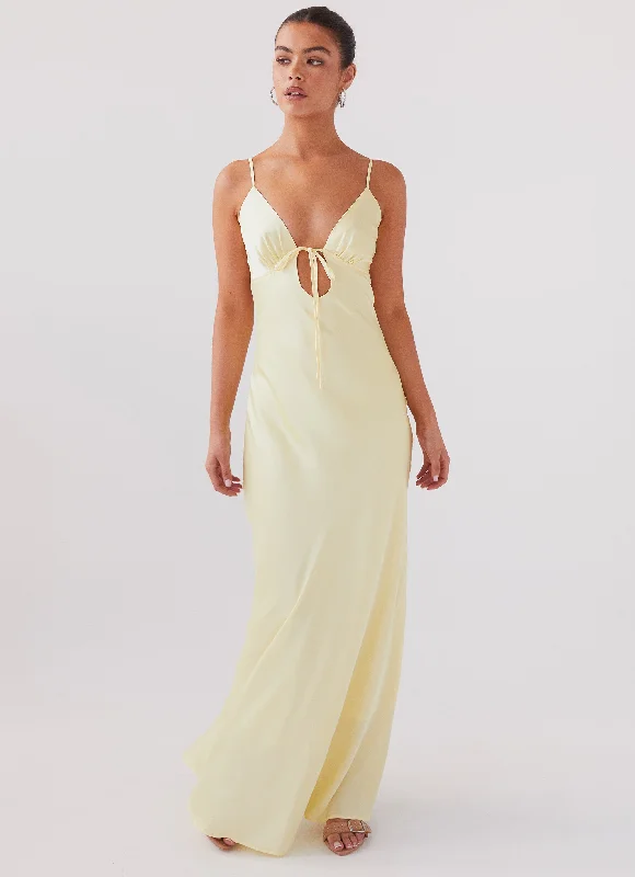 Celebrate With Big Savings Flora Satin Maxi Dress - Lemon