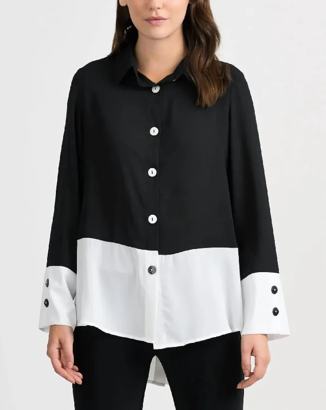 Essentials On Sale Colorblock Blouse In Black/white