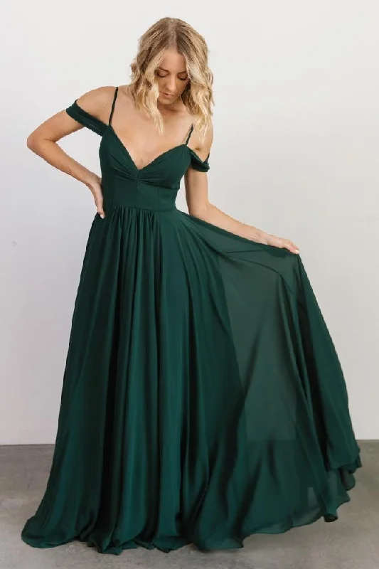 Art Deco Geometric Pattern Look Bianca Lace Maxi Dress | Emerald