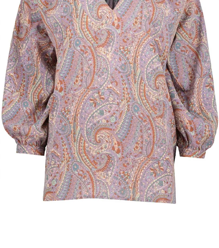 Fashion Forward Zoe Smocked Blouse In Dusk Paisley