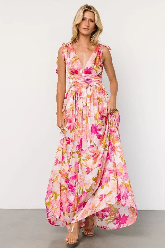 Limited Time Zoe Tie Maxi Dress | Pink Multi