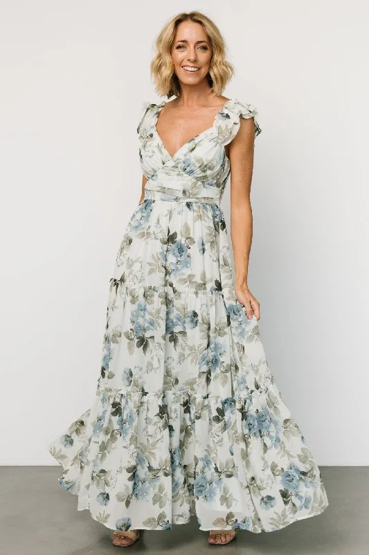 Special Occasion Wear Martina Maxi Dress | Light Blue Floral