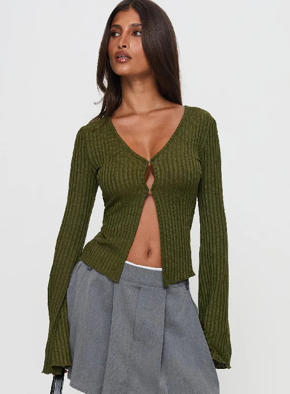 Chic Style Allona Long Sleeve Top Green