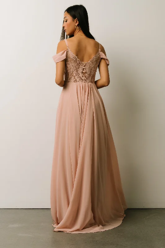 Fashion Essentials Bianca Lace Maxi Dress | Nude Blush