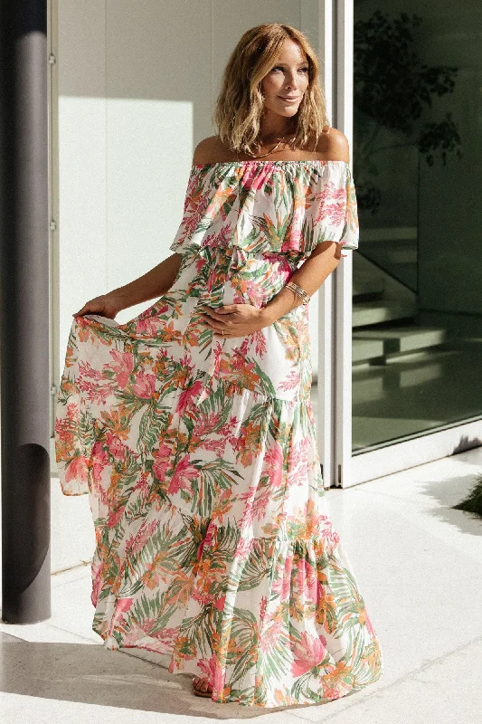 Day-To-Night Styles Lahaina Off Shoulder Maxi Dress | Multi