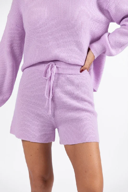 The Latest Fashion Trends Cloud Chaser Lilac Sweater Knit Shorts FINAL SALE