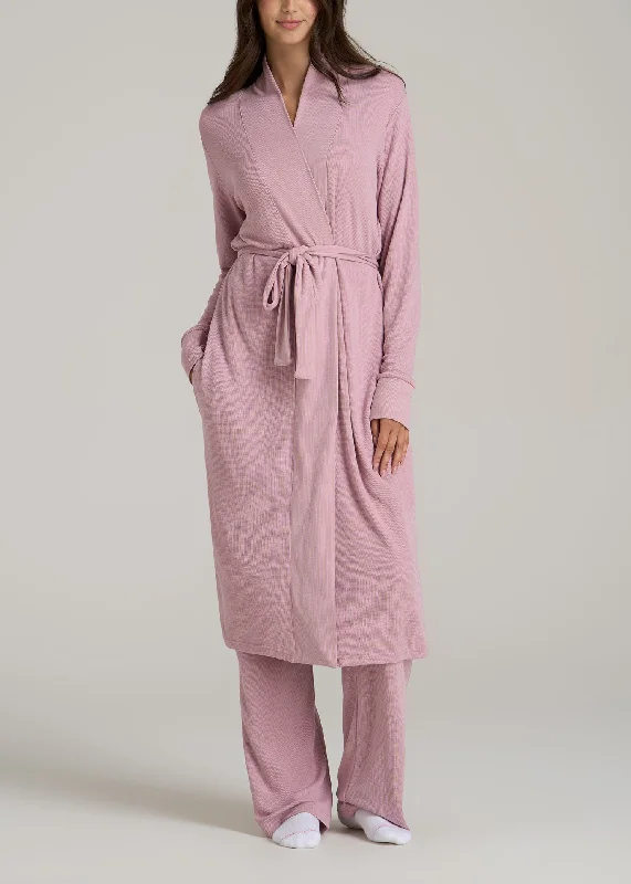 Inspired By You, Designed For You Waffle Lounge Robe for Tall Women in Pink Peony