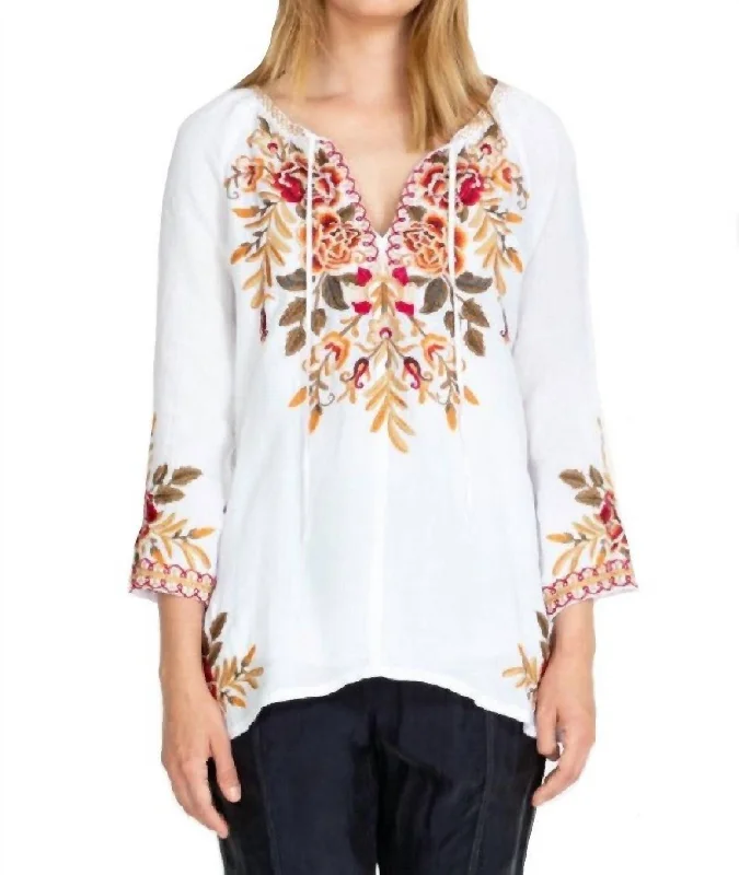 Current Trends Charlotte Peasant Blouse In White