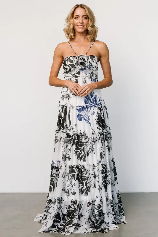 Cottagecore Rustic Charm Style Charmaine Maxi Dress | Navy + Black Floral