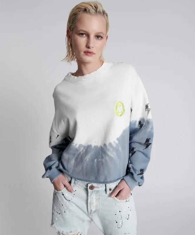 Comfortable Clothes SMOKE AND LIGHTNING CROPPED SWEATER