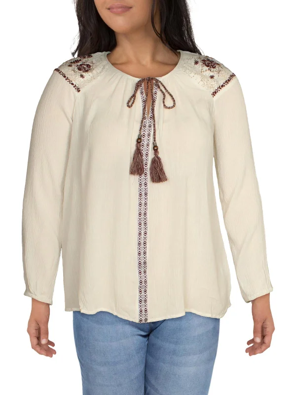 Must Haves Womens Tassels Lace Blouse