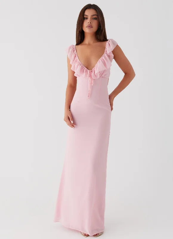 Graceful Drape Silvie Maxi Dress - Pink