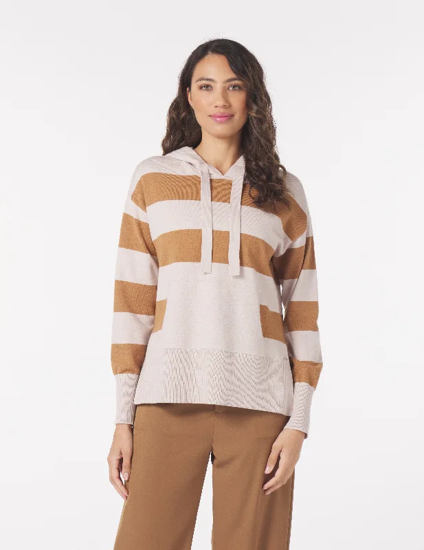 Fashion Deal Elite Hoodie: Oatmilk/Almond Rugby Stripe