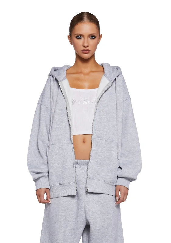 Classic Charm Indulge Me Zip-Up Hoodie - Gray