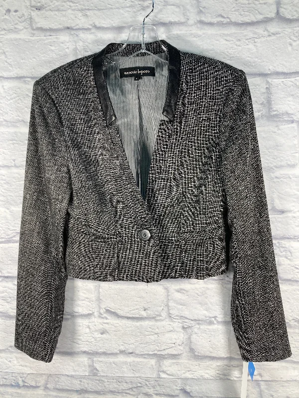 Blazer Designer By Nanette Lepore In Black & Grey, Size: M