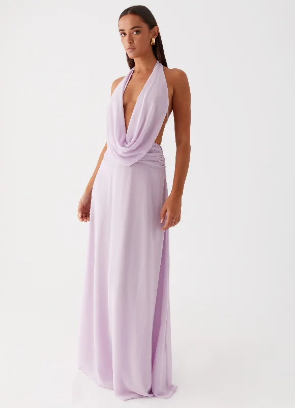 Rocker Chic Fashion Elysia Chiffon Maxi Dress - Lilac