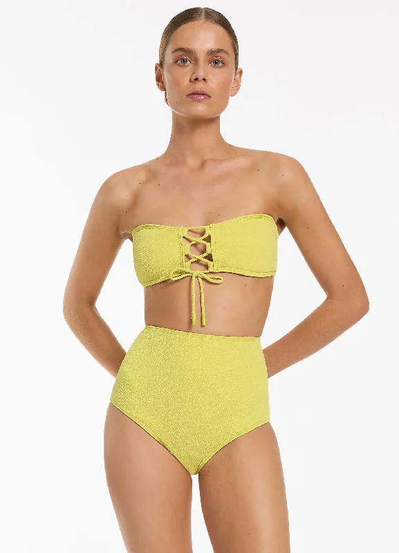 Trend Driven Wardrobe Joali Tie Front Bandeau Bikini Top - Zest