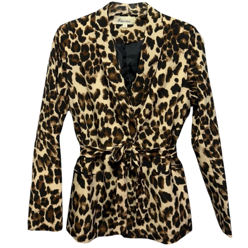 Belted Blazer By Inomi In Leopard Print, Size: S