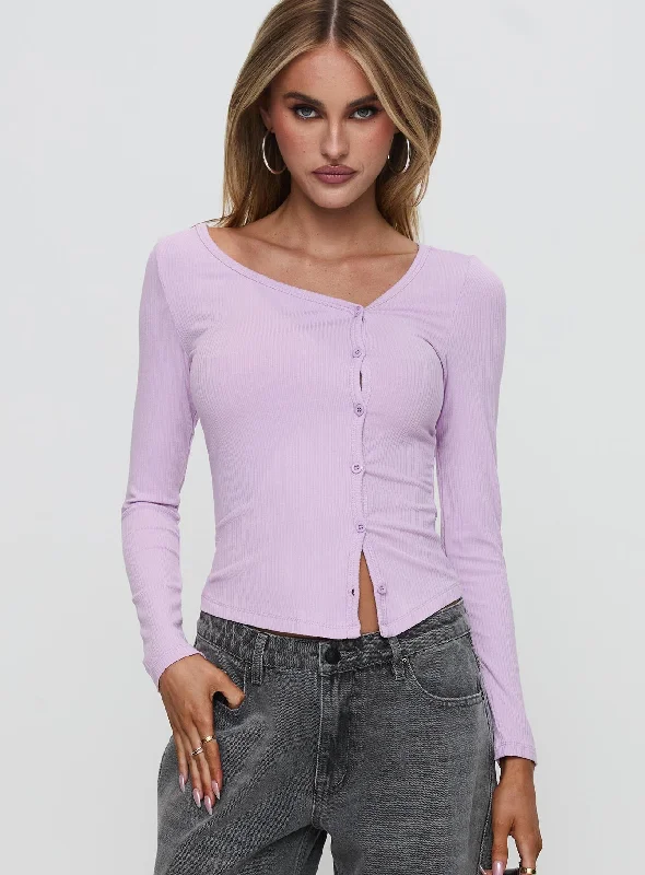 Latest Fashion Sadira Long Sleeve Button Up Top Lilac