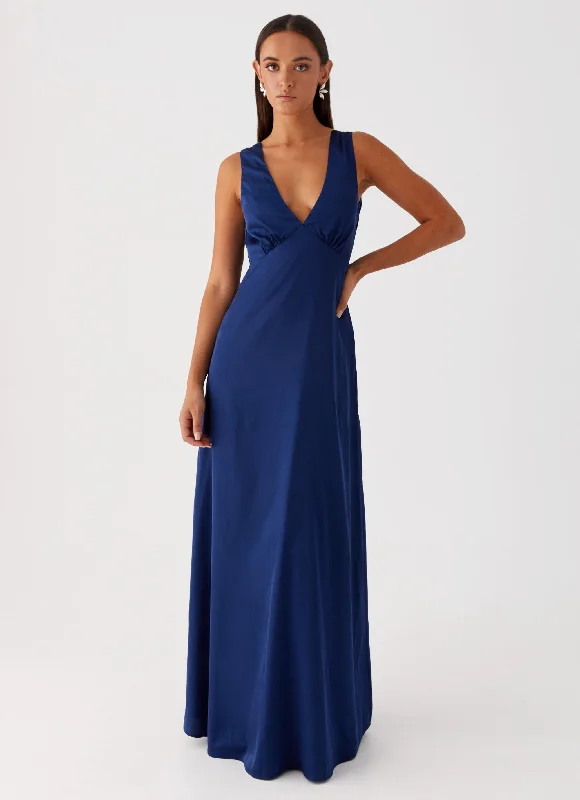 Eclectic Fashion Winnie Cowl Back Maxi Dress - Navy