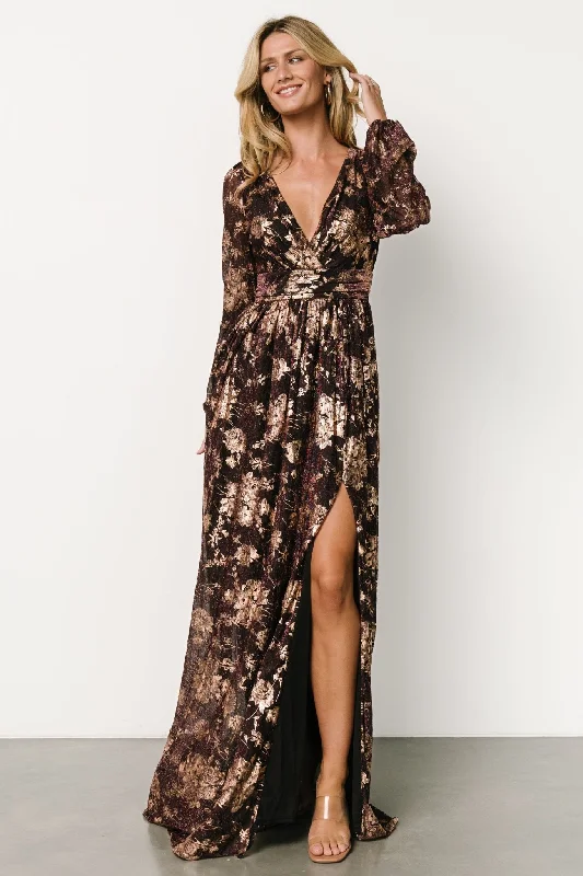 Mid Season Sale Charlene Maxi Dress | Wine + Gold