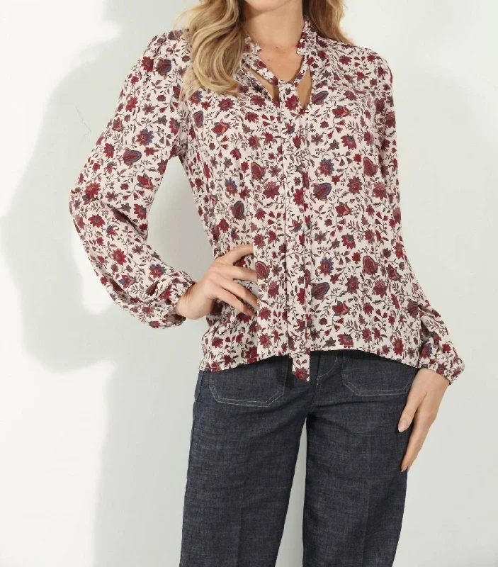 Save Big Tie Neck Blouse In Fiori