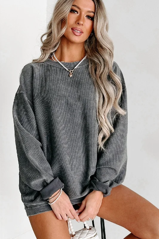 Seasonal Trends NanaMacs Corded Crewneck Sweatshirt (Charcoal)