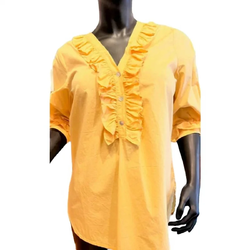 Luxury Fashion Cotton Ruffle Blouse In Mellow