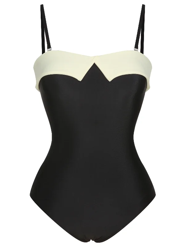 Chic Trends For The Fashion Savvy Black White 1950s Solid Bandeau Swimsuit